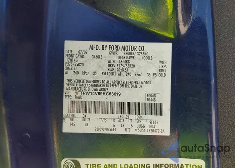 2009 Ford F150 Supercrew from USA, damaged, VIN 1FTPW14V89KC63699